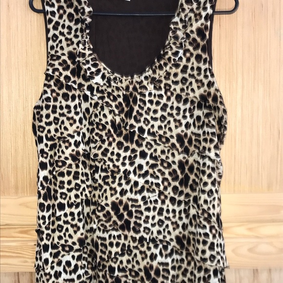 Madison cheetah leopard printed ruffle tiered layered dress size XL - Picture 2 of 3
